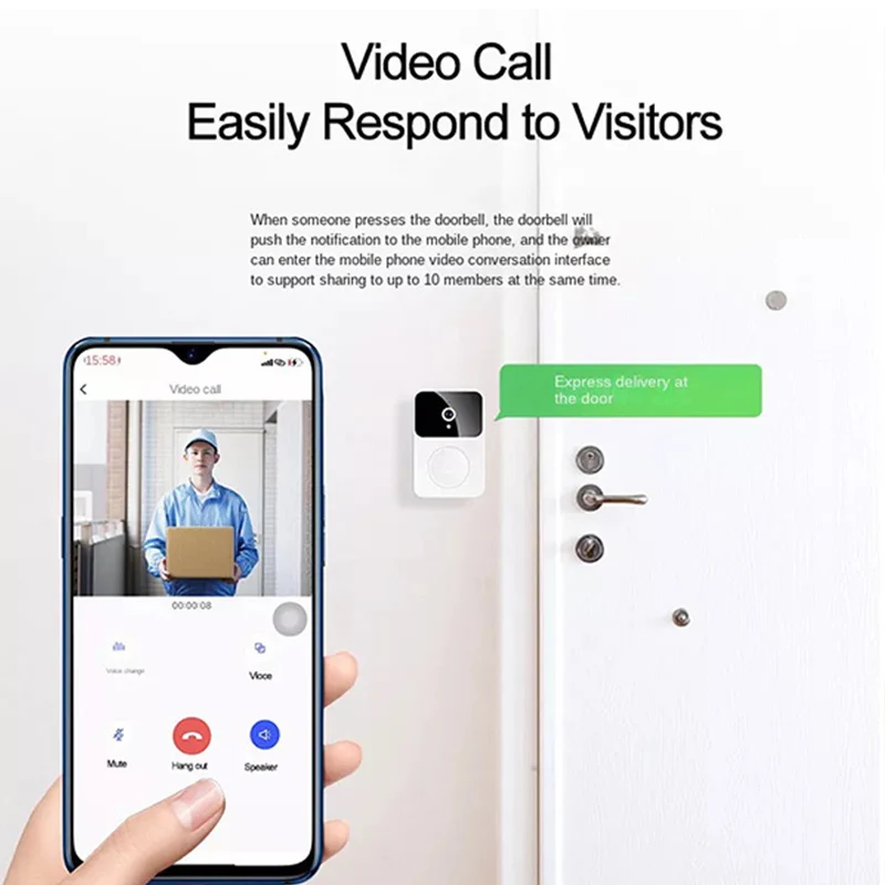 Tuya WiFi Video Doorbell Smart Home Door Bell Wireless Rechargeable Battery Outdoor HD Camera Two-Way Audio Visual Doorbell