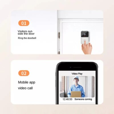 Tuya WiFi Video Doorbell Smart Home Door Bell Wireless Rechargeable Battery Outdoor HD Camera Two-Way Audio Visual Doorbell - Image 4