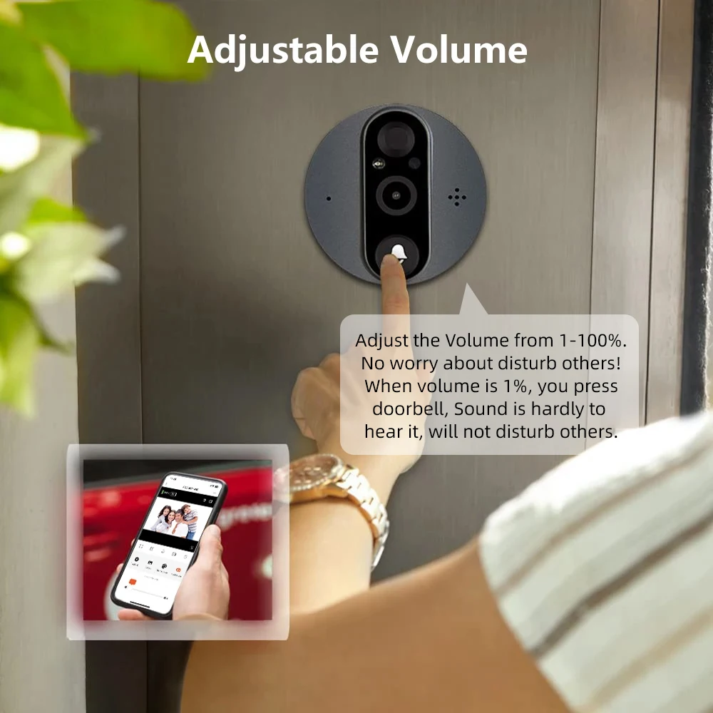 3MP Smart Life Tuya 1080P WiFi Door Bell Eye Peephole Camera 5000mAh Battery PIR Motion Detector IR Alexa Google Digital Viewer 3MP Smart Life Tuya 1080P WiFi Door Bell Eye Peephole Camera 5000mAh Battery PIR Motion Detector IR Alexa Google Digital Viewer