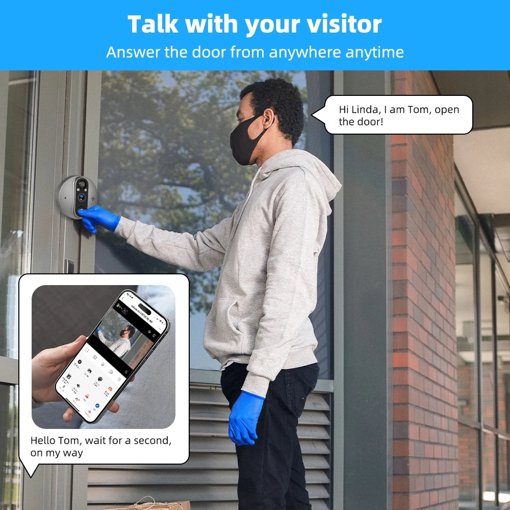 3MP Smart Life Tuya 1080P WiFi Door Bell Eye Peephole Camera 5000mAh Battery PIR Motion Detector IR Alexa Google Digital Viewer 3MP Smart Life Tuya 1080P WiFi Door Bell Eye Peephole Camera 5000mAh Battery PIR Motion Detector IR Alexa Google Digital Viewer