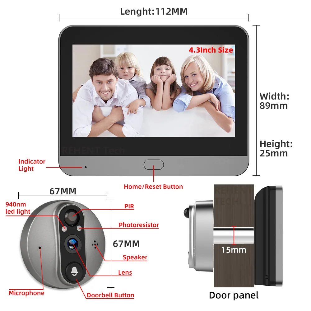 3MP Smart Life Tuya 1080P WiFi Door Bell Eye Peephole Camera 5000mAh Battery PIR Motion Detector IR Alexa Google Digital Viewer 3MP Smart Life Tuya 1080P WiFi Door Bell Eye Peephole Camera 5000mAh Battery PIR Motion Detector IR Alexa Google Digital Viewer