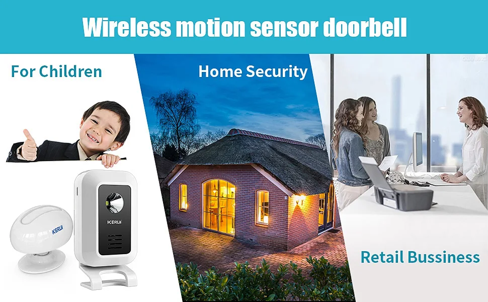 KERUI M7 Welcome Motion Sensor Security Alarm 32 Songs DoorBell Chime Wireless Smart Home LED Night Light Door Window Store Shop KERUI M7 Welcome Motion Sensor Security Alarm 32 Songs DoorBell Chime Wireless Smart Home LED Night Light Door Window Store Shop