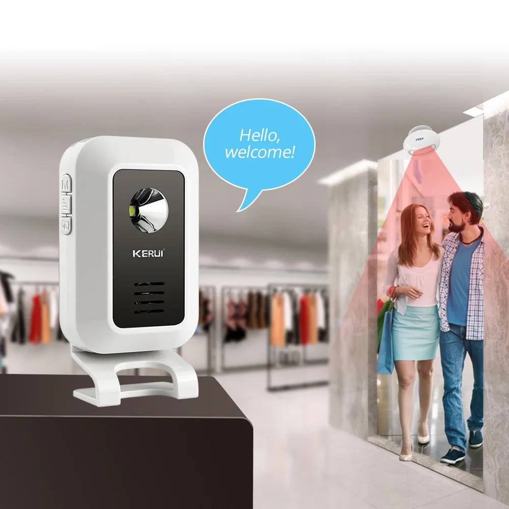 KERUI M7 Welcome Motion Sensor Security Alarm 32 Songs DoorBell Chime Wireless Smart Home LED Night Light Door Window Store Shop KERUI M7 Welcome Motion Sensor Security Alarm 32 Songs DoorBell Chime Wireless Smart Home LED Night Light Door Window Store Shop