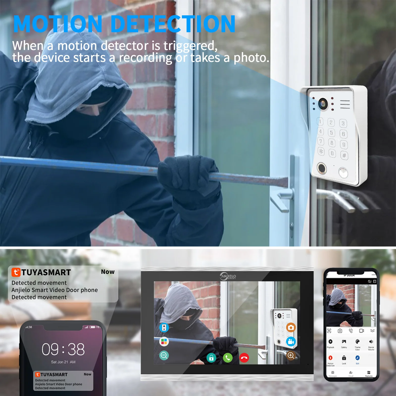Fingerprint 5in1 Unlock Wifi Doorbell Video Intercom System For Home Doorphone Tuya Smart 1080P Touch Monitor Security Protect Fingerprint 5in1 Unlock Wifi Doorbell Video Intercom System For Home Doorphone Tuya Smart 1080P Touch Monitor Security Protect