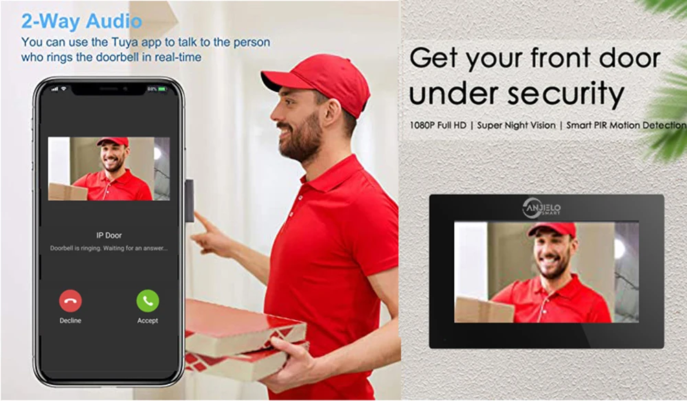 Fingerprint 5in1 Unlock Wifi Doorbell Video Intercom System For Home Doorphone Tuya Smart 1080P Touch Monitor Security Protect Fingerprint 5in1 Unlock Wifi Doorbell Video Intercom System For Home Doorphone Tuya Smart 1080P Touch Monitor Security Protect