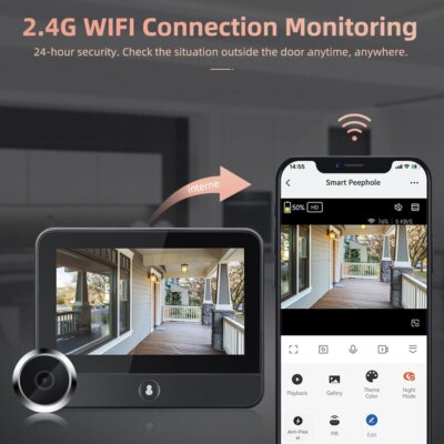 WSDCAM 1080P Tuya Doorbell Camera PIR Motion Detection Wifi Doorbell Night Vision Peepholes 4.3 Inch Monitor - Image 2