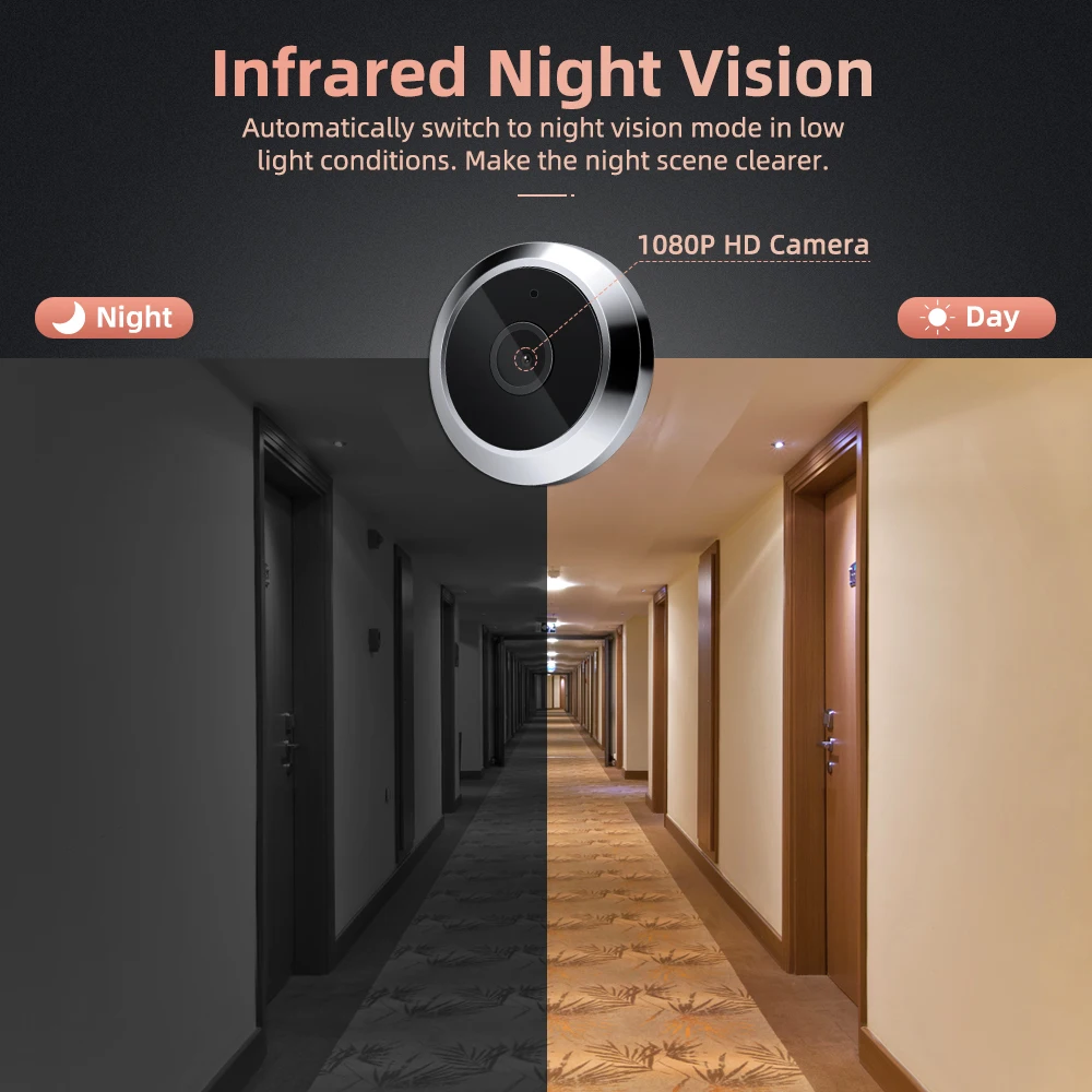 WSDCAM 1080P Tuya Doorbell Camera PIR Motion Detection Wifi Doorbell Night Vision Peepholes 4.3 Inch Monitor