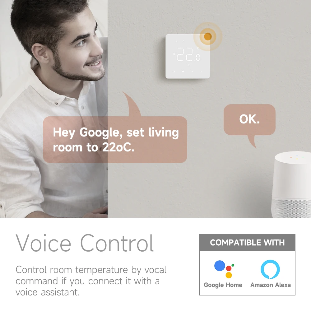 Beok Tuya Wifi Room Thermostat Underfloor Heating System Thermoregulator for Gas Boiler Electric Heating with Alexa Google Home Beok Tuya Wifi Room Thermostat Underfloor Heating System Thermoregulator for Gas Boiler Electric Heating with Alexa Google Home