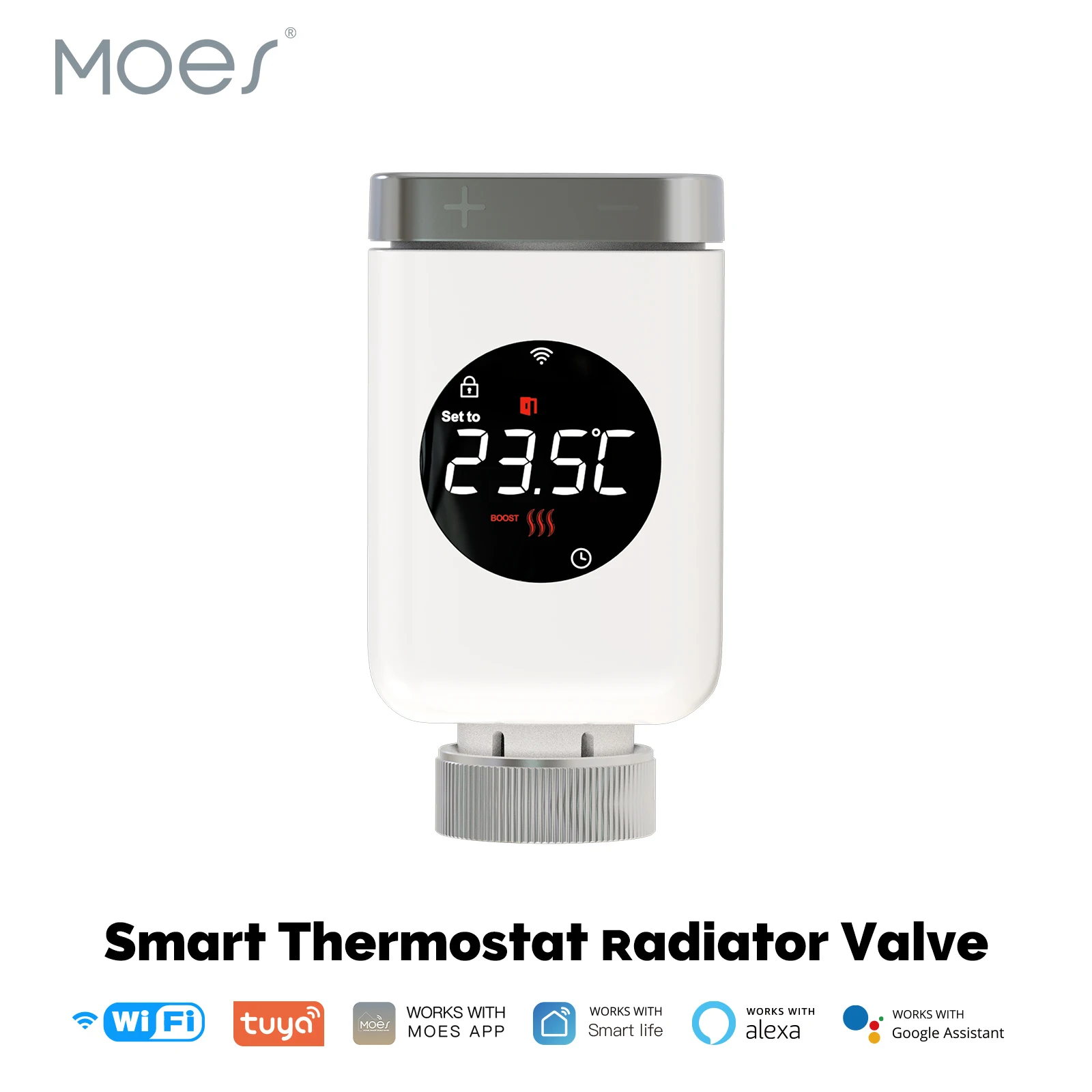 MOES Tuya Smart Wifi/ZigBee Thermostatic Radiator Valve TRV Programmable App Remote Temperature Controller with Alexa GoogleHome