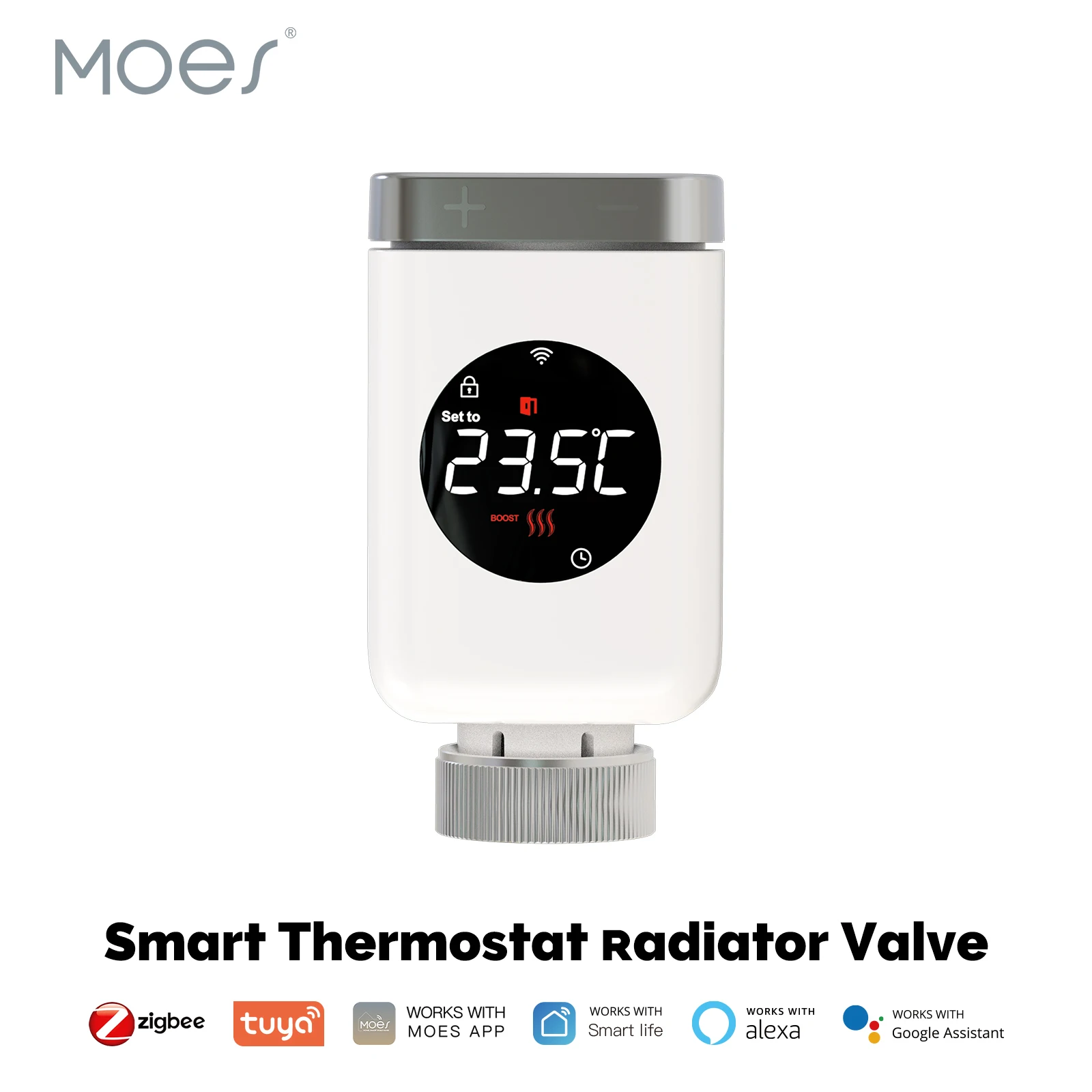 MOES Tuya Smart Wifi/ZigBee Thermostatic Radiator Valve TRV Programmable App Remote Temperature Controller with Alexa GoogleHome
