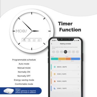 MOES Tuya Smart Wifi/ZigBee Thermostatic Radiator Valve TRV Programmable App Remote Temperature Controller with Alexa GoogleHome - Image 5