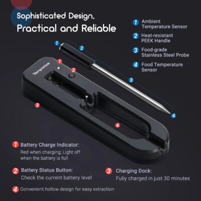 New Wireless Meat Food Thermometer for Oven Grill BBQ Smoker Kitchen Smart Digital Bluetooth Barbecue Thermometer Temperature - Image 5