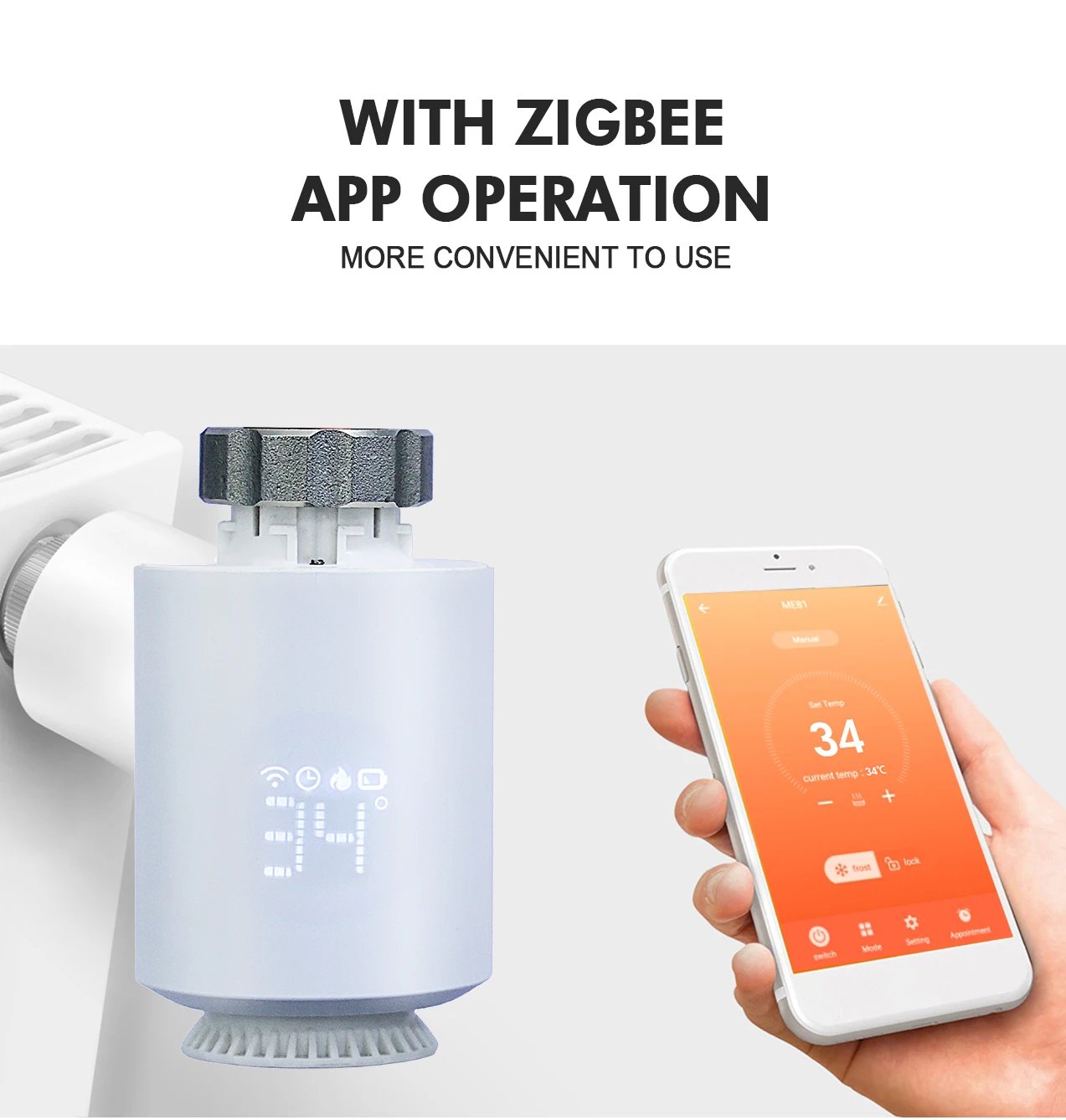 Tuya Smart ZigBee 3.0 TRV Radiator Actuator Valve Thermostatic Radiator Valve Temperature Controller Support Alexa Google Home Tuya Smart ZigBee 3.0 TRV Radiator Actuator Valve Thermostatic Radiator Valve Temperature Controller Support Alexa Google Home