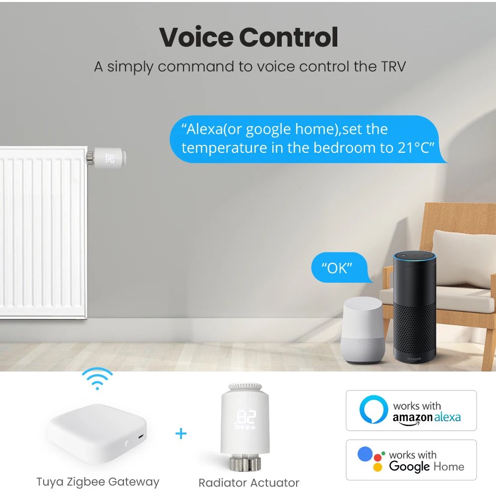 Tuya Smart ZigBee 3.0 TRV Radiator Actuator Valve Thermostatic Radiator Valve Temperature Controller Support Alexa Google Home - Image 6