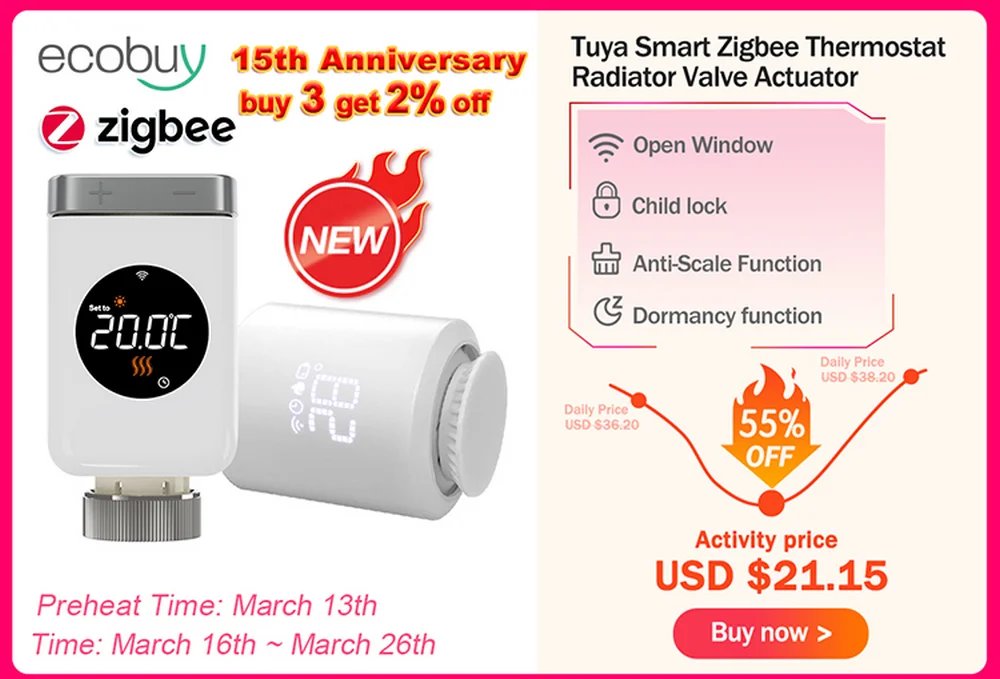 Tuya Smart ZigBee 3.0 TRV Radiator Actuator Valve Thermostatic Radiator Valve Temperature Controller Support Alexa Google Home Tuya Smart ZigBee 3.0 TRV Radiator Actuator Valve Thermostatic Radiator Valve Temperature Controller Support Alexa Google Home