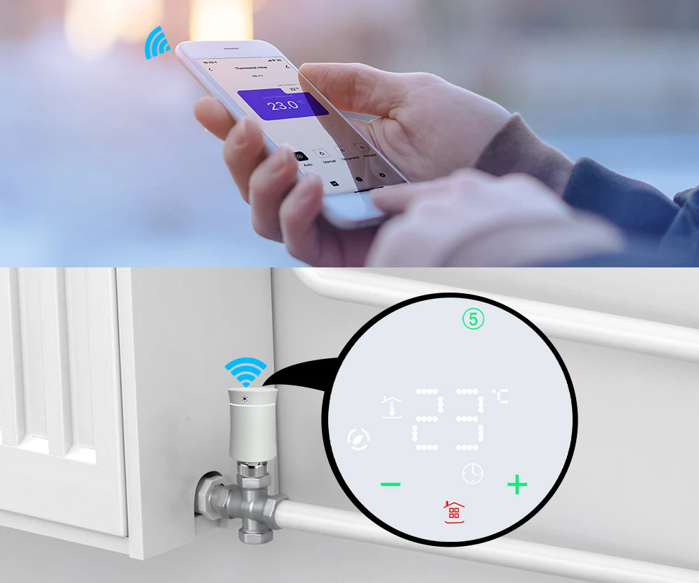 MOES ZigBee 3.0 TRV Thermostat Tuya Radiator Actuator Valve Smart Programmable Temperature Controller Alexa Google Voice Control