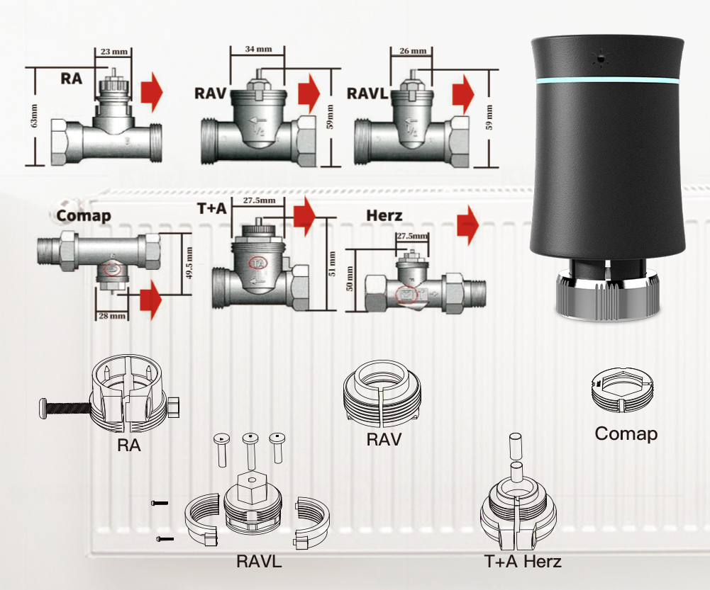 MOES ZigBee 3.0 TRV Thermostat Tuya Radiator Actuator Valve Smart Programmable Temperature Controller Alexa Google Voice Control