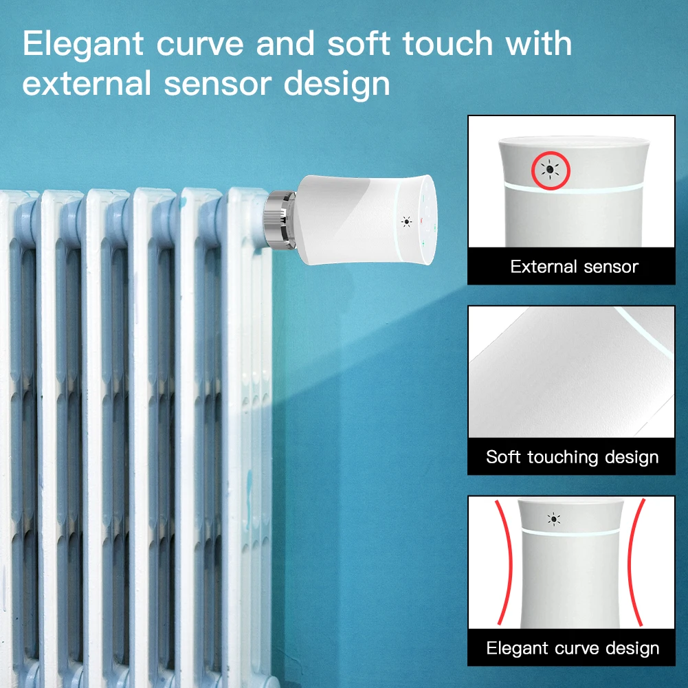 MOES ZigBee 3.0 TRV Thermostat Tuya Radiator Actuator Valve Smart Programmable Temperature Controller Alexa Google Voice Control