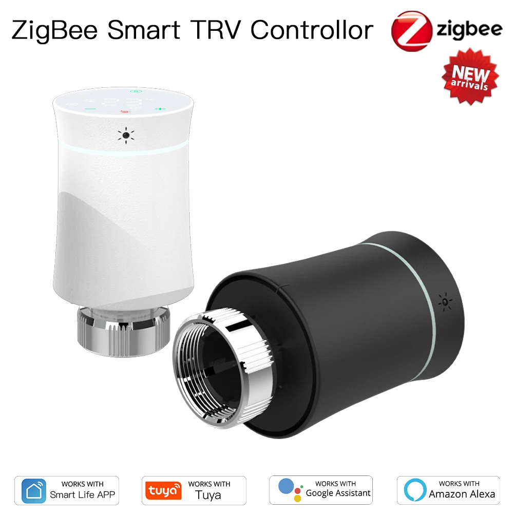 MOES ZigBee 3.0 TRV Thermostat Tuya Radiator Actuator Valve Smart Programmable Temperature Controller Alexa Google Voice Control