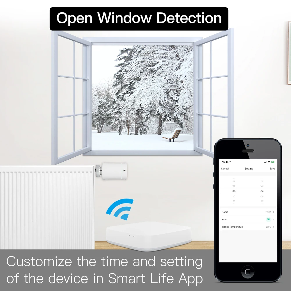 MOES ZigBee 3.0 TRV Thermostat Tuya Radiator Actuator Valve Smart Programmable Temperature Controller Alexa Google Voice Control