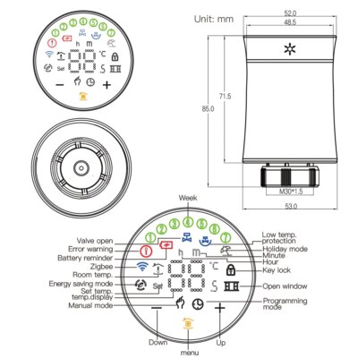 MOES ZigBee 3.0 TRV Thermostat Tuya Radiator Actuator Valve Smart Programmable Temperature Controller Alexa Google Voice Control - Image 6