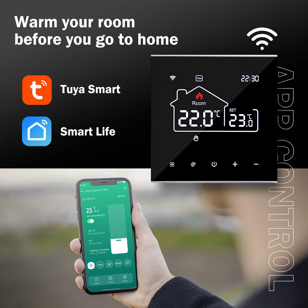 Tuya WiFi Smart Thermostat Heating, Electric Floor Heating Water/Gas Boiler Temperature Remote Controller for Google Home, Alexa Tuya WiFi Smart Thermostat Heating, Electric Floor Heating Water/Gas Boiler Temperature Remote Controller for Google Home, Alexa