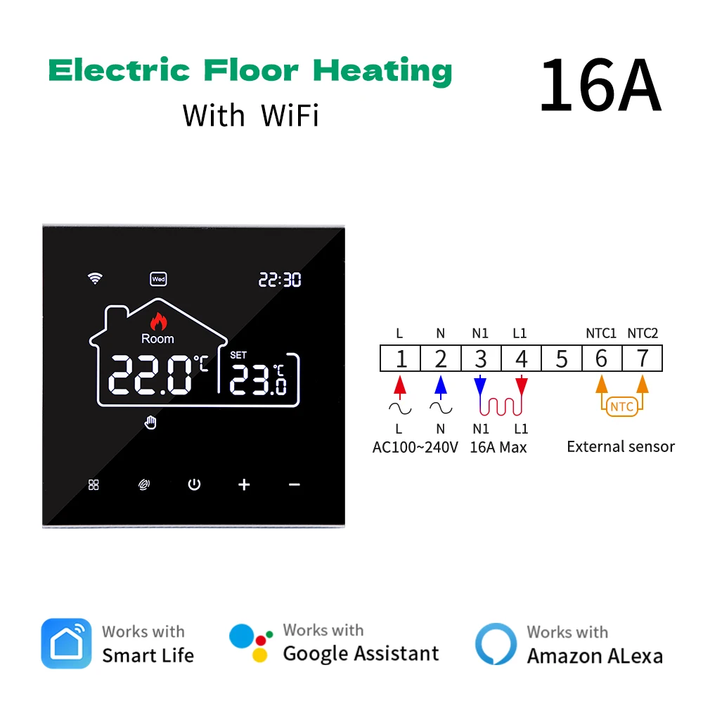 Tuya WiFi Smart Thermostat Heating, Electric Floor Heating Water/Gas Boiler Temperature Remote Controller for Google Home, Alexa Tuya WiFi Smart Thermostat Heating, Electric Floor Heating Water/Gas Boiler Temperature Remote Controller for Google Home, Alexa