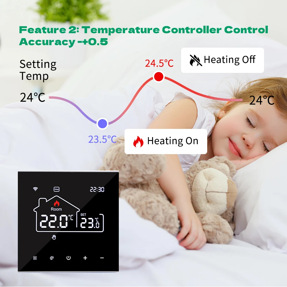 Tuya WiFi Smart Thermostat Heating, Electric Floor Heating Water/Gas Boiler Temperature Remote Controller for Google Home, Alexa Tuya WiFi Smart Thermostat Heating, Electric Floor Heating Water/Gas Boiler Temperature Remote Controller for Google Home, Alexa