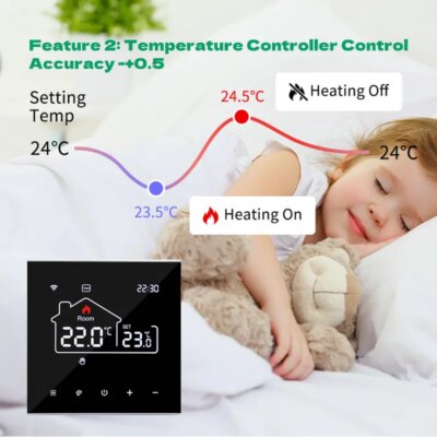 Tuya WiFi Smart Thermostat Heating, Electric Floor Heating Water/Gas Boiler Temperature Remote Controller for Google Home, Alexa - Image 4