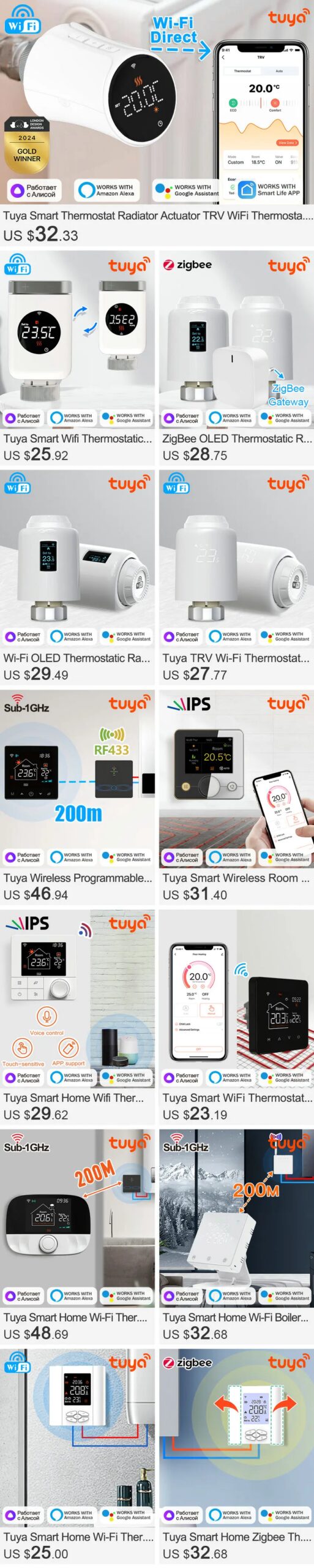 Tuya WiFi Smart Thermostat Heating, Electric Floor Heating Water/Gas Boiler Temperature Remote Controller for Google Home, Alexa