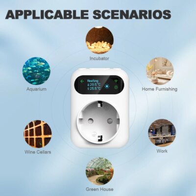 Tuya WIFI Digital Thermostat Socket 16A Outlet Plug Remote Temperature Controller Timer Switch Cooling Heating 3M NTC Sensor - Image 6