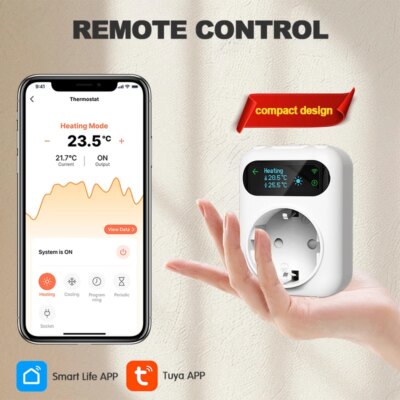 Tuya WIFI Digital Thermostat Socket 16A Outlet Plug Remote Temperature Controller Timer Switch Cooling Heating 3M NTC Sensor - Image 5