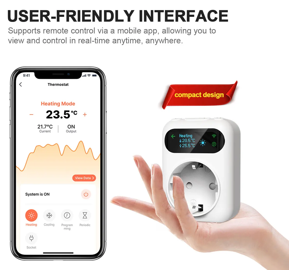 Tuya WIFI Digital Thermostat Socket 16A Outlet Plug Remote Temperature Controller Timer Switch Cooling Heating 3M NTC Sensor