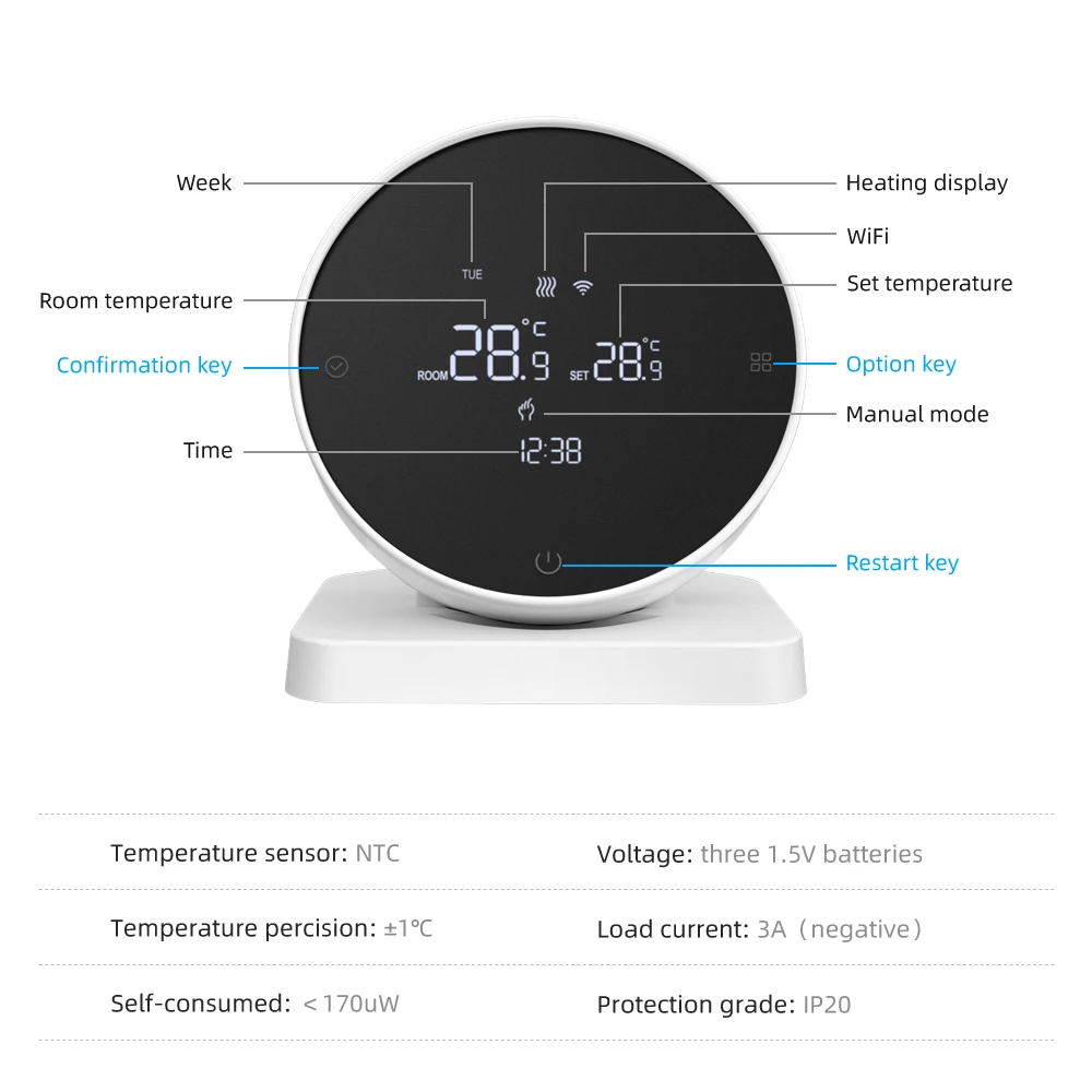 AVATTO Tuya WiFi Smart Thermostat，RF Wireless Receiver Temperature Controller ，For Water Gas Boiler Support Alexa Google Home