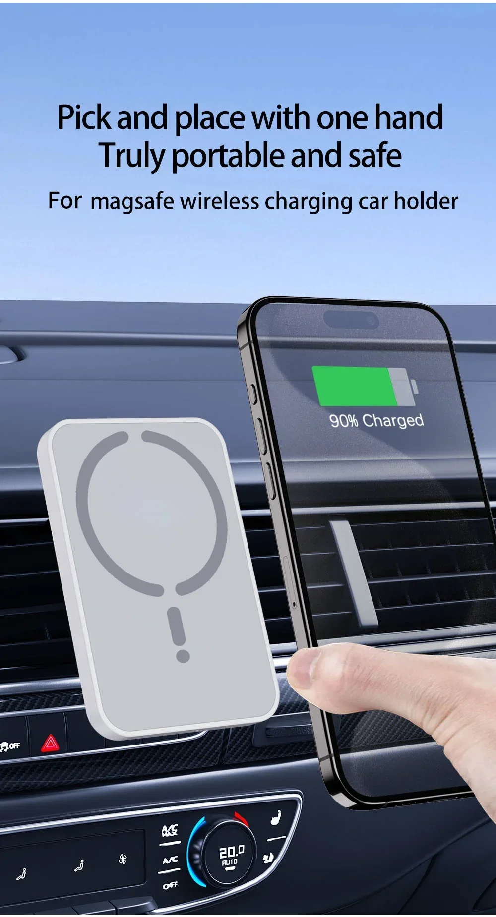 100W Magnetic Wireless Car Charger Air Outlet Phone Holder for iPhone 16 15 14 13 12 Pro Max Fast Wireless Car Charging Station