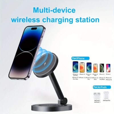 3 In 1 Magnetic Wireless Charger Stand Pad For Magsafe iPhone 16 15 14 13 12 Pro Max Apple Watch Airpods Fast Charging Station - Image 6