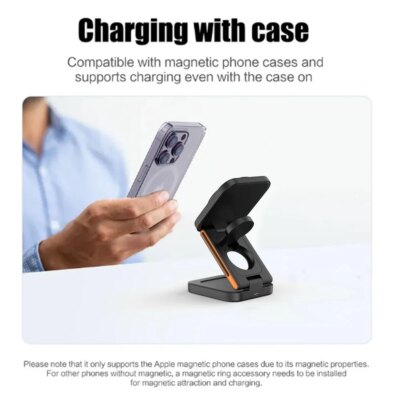 30W 3 in 1 Wireless Charger Phone Magnetic Foldable Wireless Charging Station for iPhone 16 15 14 13Pro Apple Watch 8 9 Airpods - Image 4