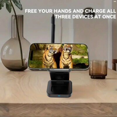 30W 3 in 1 Wireless Charger Phone Magnetic Foldable Wireless Charging Station for iPhone 16 15 14 13Pro Apple Watch 8 9 Airpods - Image 6
