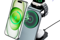 KPON 3 in 1 Magnetic Wireless Charging Station MagSafe Charger Stand for iPhone 16/15 Pro Max Apple iWatch 9/8/7/6/5 Airpods 3 2