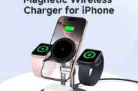 SwanScout 709M Dual Charger Stand for Apple Watch Series 10 9 8 Magnetic Wireless Charger for iPhone 16 15 14 13 for AirPods 4 3