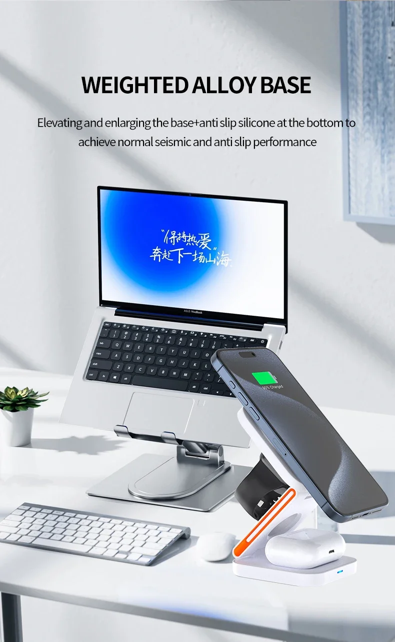 30W 3 in 1 Foldable Charging Station Fast Magnetic Wireless Charger Stand for iPhone 15 14 13 12 Apple Watch 8 7 6 Airpods Pro