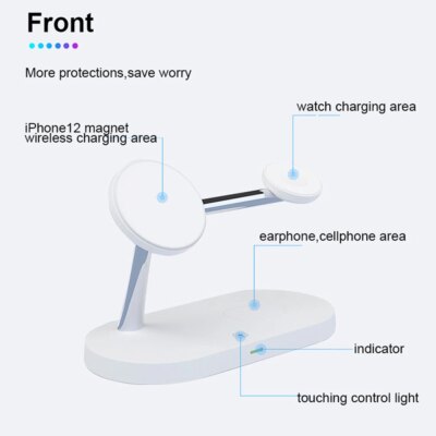 5 in 1 Magnetic Wireless Chargers Stand For iPhone 13 14 Charger Dock Station for Airpods Pro Wireless Charger With night light - Image 3