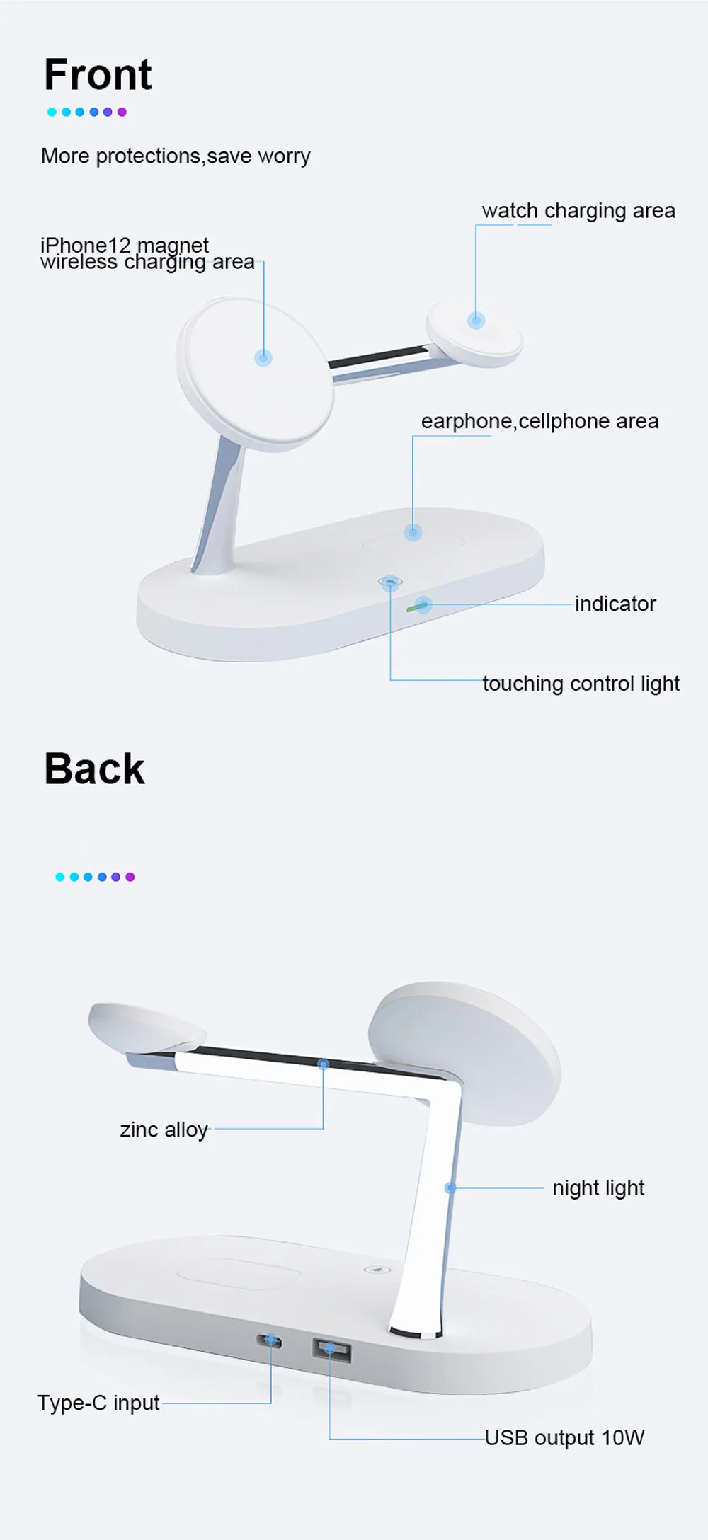 5 in 1 Magnetic Wireless Chargers Stand For iPhone 13 14 Charger Dock Station for Airpods Pro Wireless Charger With night light
