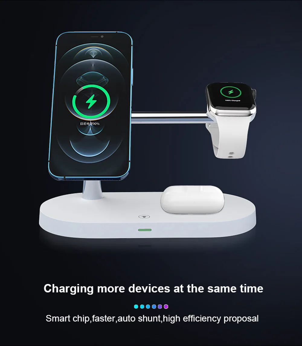 5 in 1 Magnetic Wireless Chargers Stand For iPhone 13 14 Charger Dock Station for Airpods Pro Wireless Charger With night light