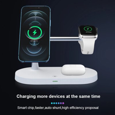 5 in 1 Magnetic Wireless Chargers Stand For iPhone 13 14 Charger Dock Station for Airpods Pro Wireless Charger With night light - Image 5
