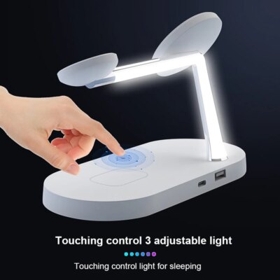 5 in 1 Magnetic Wireless Chargers Stand For iPhone 13 14 Charger Dock Station for Airpods Pro Wireless Charger With night light - Image 4