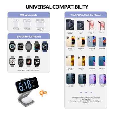 3 in 1 Foldable Magnetic 25W Qi2 Wireless Charger Fast Charging Sation for iPhone 16 15Pro/Max/Plus for Apple Watch 9/8/7/6/5 - Image 6