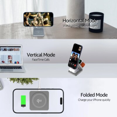 3 in 1 Foldable Magnetic 25W Qi2 Wireless Charger Fast Charging Sation for iPhone 16 15Pro/Max/Plus for Apple Watch 9/8/7/6/5 - Image 3