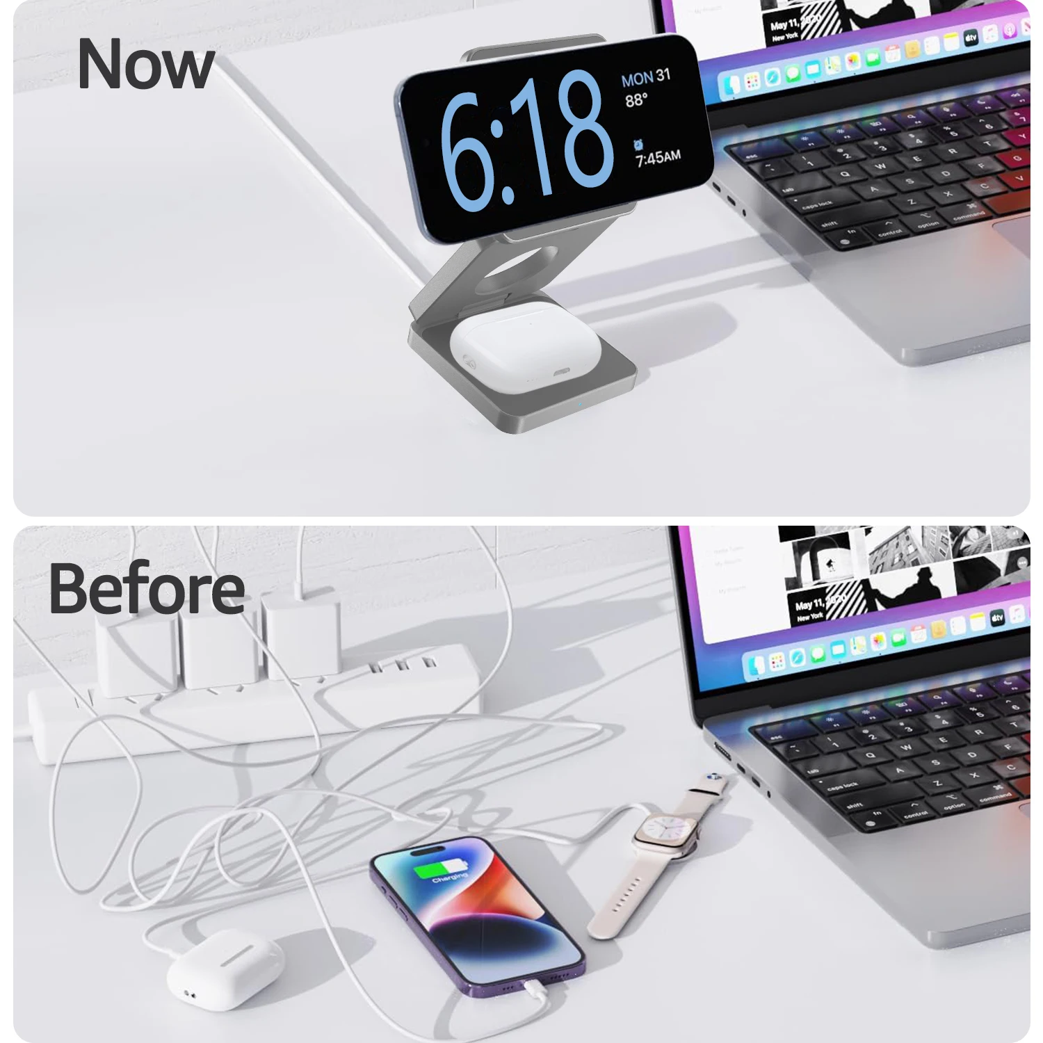 3 in 1 Foldable Magnetic 25W Qi2 Wireless Charger Fast Charging Sation for iPhone 16 15Pro/Max/Plus for Apple Watch 9/8/7/6/5