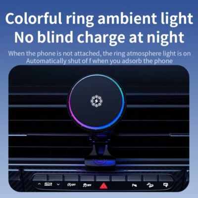 15W Ice Cooling Magnetic Wireless Car Charger Fast Charging Station For iPhone 15 14 13 Pro Max MacSafe Car Phone Holder Stand - Image 5